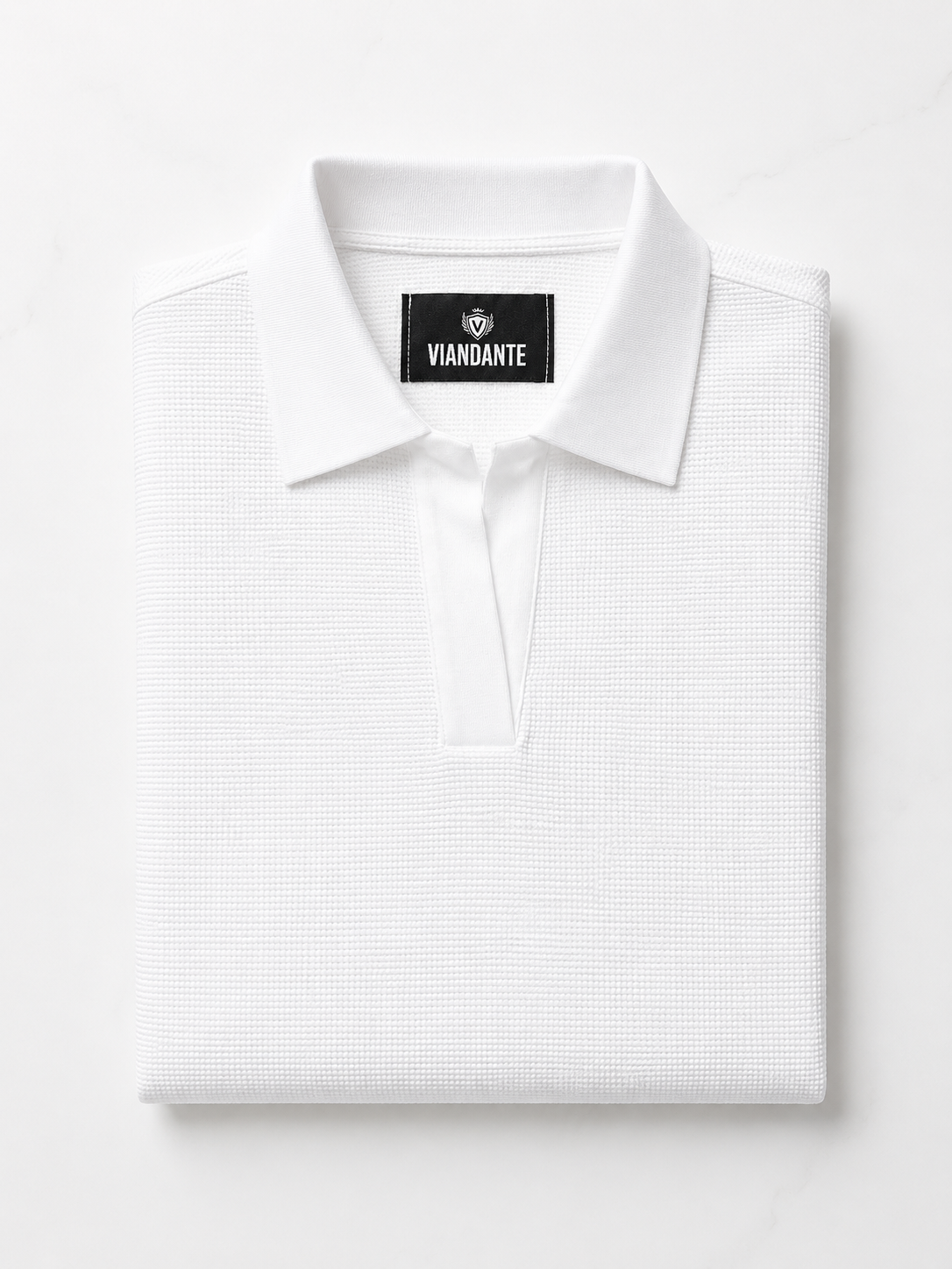 Johnny Collar V Neck Henley - White