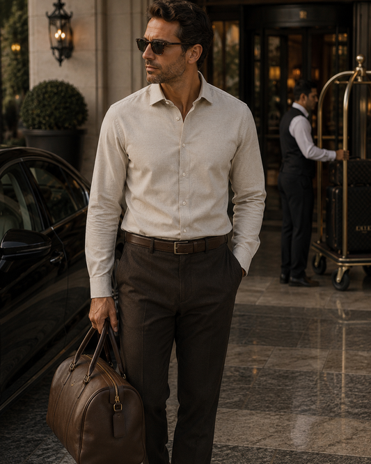 Button Up Cotton / Linen Sack Shirt - Ecru