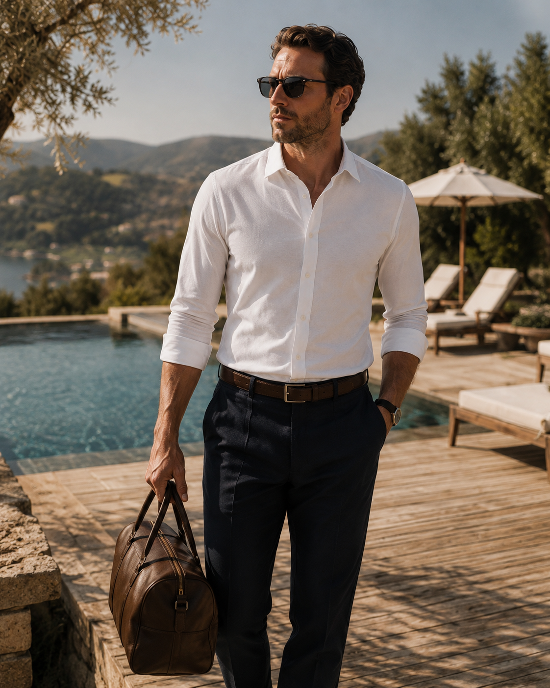 Button Up Pique Italian Cotton - White