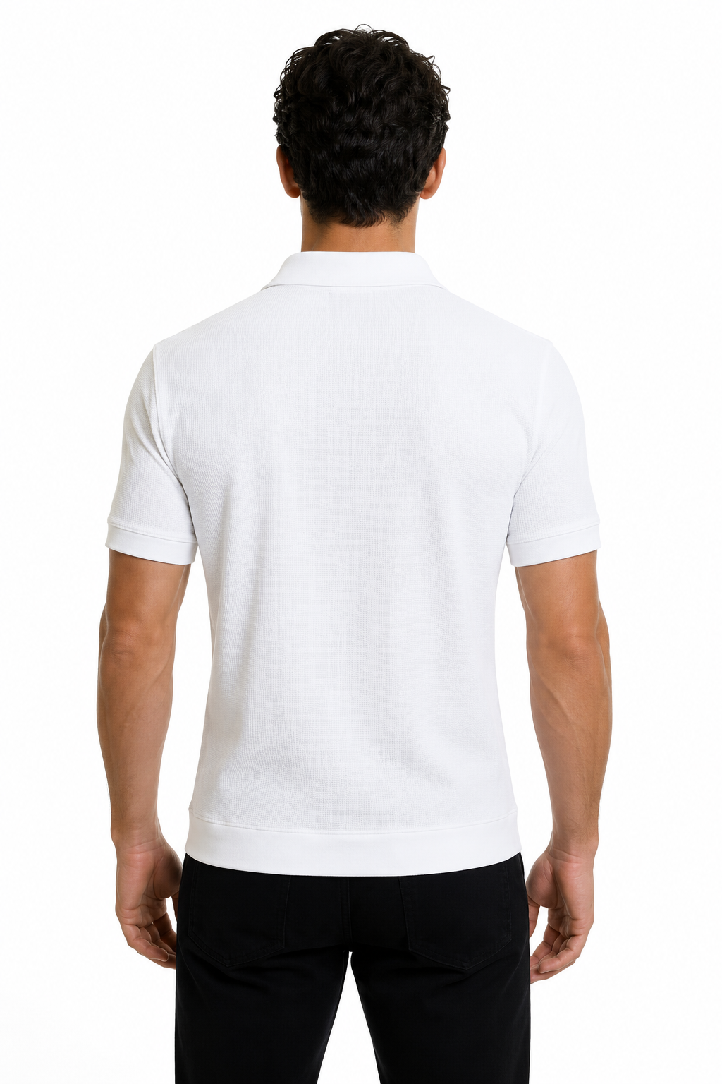 Johnny Collar V Neck Henley - White