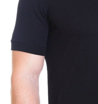 Johnny Collar V Neck Henley - Black