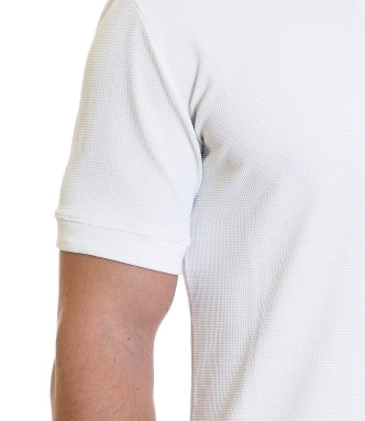 Johnny Collar V Neck Henley - White