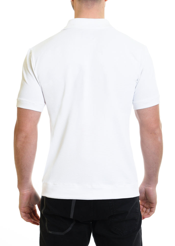 Johnny Collar V Neck Henley - White
